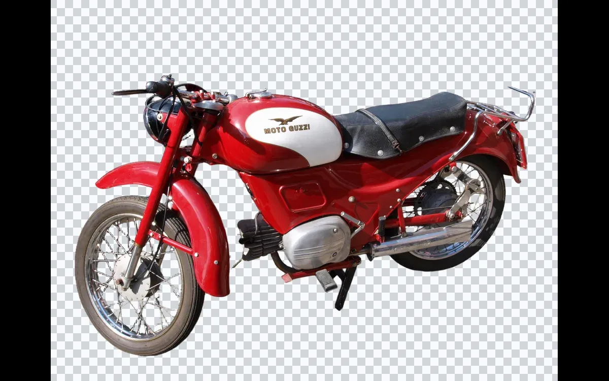 Red motorcycle isolated on a transparency grid