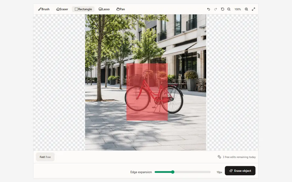Unwanted object selected with a visible mask in the MagicEraser editor
