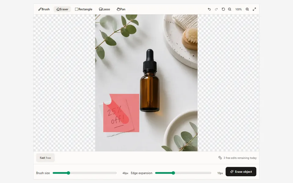 Brush and Eraser tools refining a manual text mask