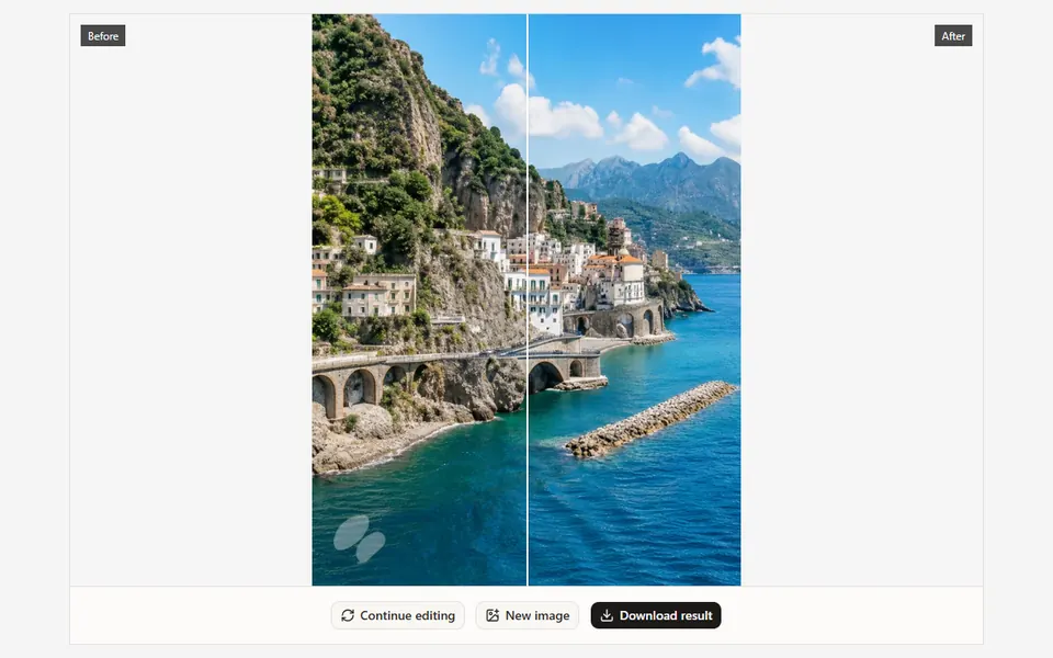 Authorized watermark removal result shown in the comparison viewer