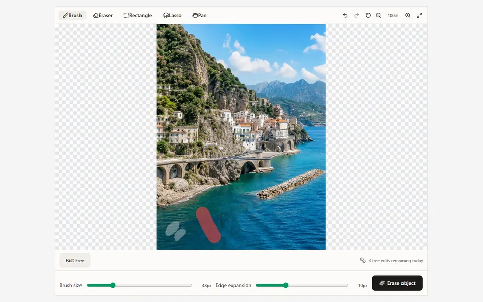 Authorized watermark covered by a precise manual selection mask